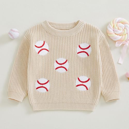 Kids Boys Girls Pullover Sweater Long Sleeve Crew Neck Baseball Embroidery Knit Top Fall Winter Clothes2