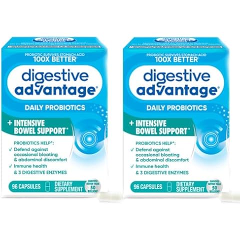 Digestive Advantage IBS Probiotics for Digestive Health & Intensive Bowel Support, for Women & Men with Digestive Enzymes, Support for Occasional Bloating & Gut Health, 96ct Capsules (2) Cover