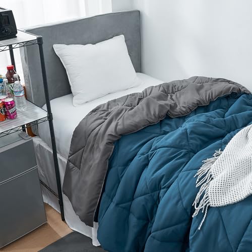 DormCo Granite Gray/Nightfall Navy Reversible Comforter - Twin XL Bedding