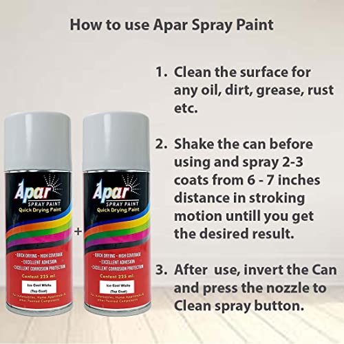 Image of APAR Spray Paint Ice Cool White (RC Colour Name) Compatible for Renault cars -225 ml (Pack of 2-Pcs)