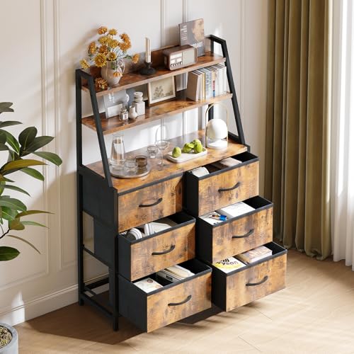 Las 10 Mejores Cómodas Vintage ¡Comparativa! 26 Coleshome Comoda Dormitorio con 6 Cajones de Tela, Cajonera con 3...