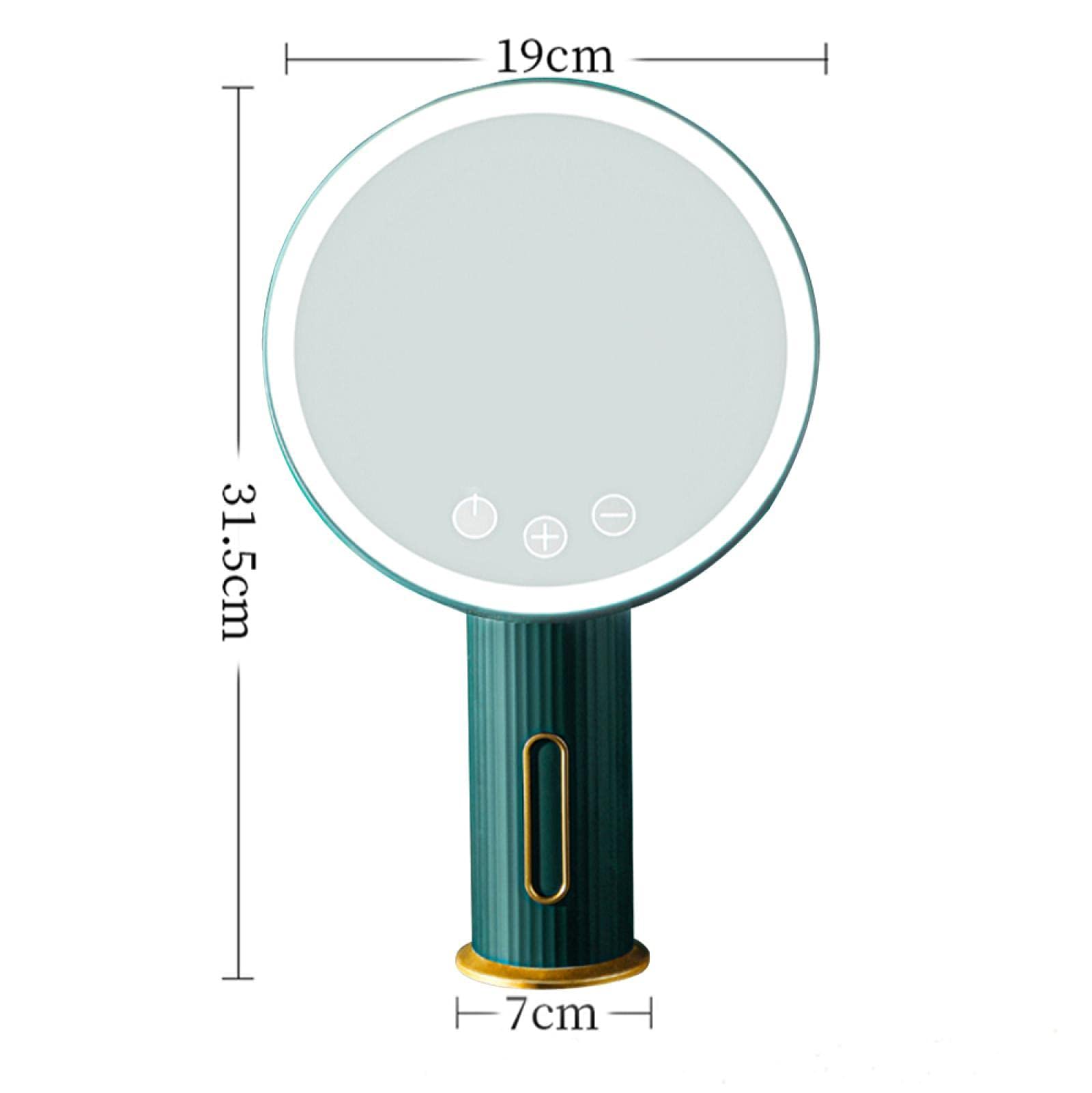 Zielone lusterko do makijażu LED – wolnostojące lusterko kosmetyczne 31,5 x 19 cm, okrągłe obrotowe lusterko kosmetyczne do makijażu i akcesoriów kosmetycznych.