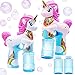 JOYIN 2 Pcs Pistolets à Bulles Licorne avec 4 Solutions à Bulles (114ml), Pistolet à Bulles pour Petits Enfants Jouets extérieurs pour Filles Machine à Bulles Automatique pour Cadeaux de Fête Licorne