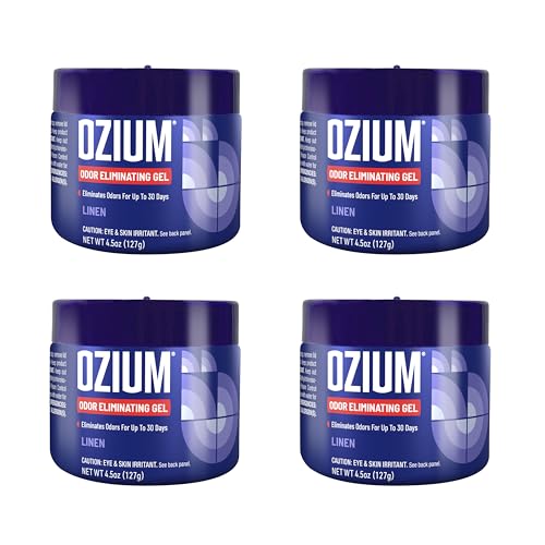 Image of Ozium Odor Eliminating Gel - 4.5oz Air Freshener Alternative for Smoke, Pets, and Musty Odors - Long Lasting Odor Remover for Cars, Homes, Closets and Small Spaces - Linen