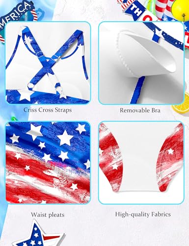 Image of CRISONE Girls Swimsuit High Neck Girls Bathing Suit Cross Back Ruched Gradien One Piece Girl Swimwear 9-16Y