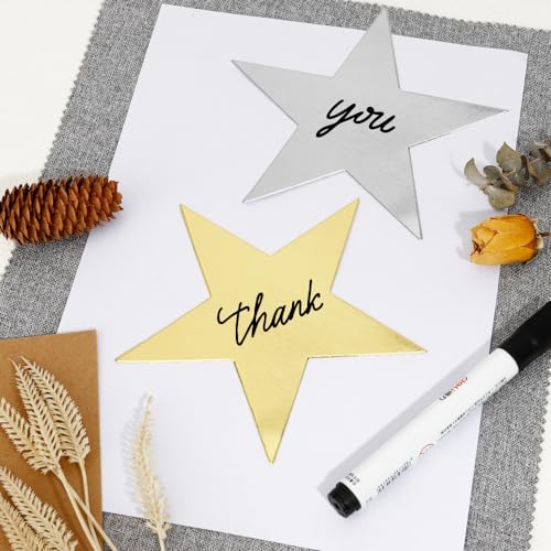 Image of 24PCS Star Cutouts, Double Printed Paper Stars Cutouts, 6 Inch Cardboard Star Cutouts, Glitter Stars Decorations for Christmas Wedding Movie Night Classroom Wall Party Supplies, Gold Silver