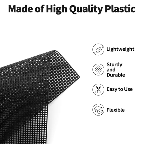 Image of 2 PCS 7 Count Plastic Mesh Canvas, 10.5 X 13.5 Inch Embroidery Knit Crochet Eye Mesh, for Embroidery, Acrylic Yarn Crafting, and Make Dividers (Black)