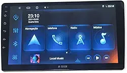 H-Tech Aparelho de Som Automotivo MP5 Central Multimídia Universal Sistema Android 10 2GB de RAM 32GB Memória Interna Tela 9" HT 9220SC Rádio FM USB SD Auxiliar Bluetooth Espelhamento sem fio