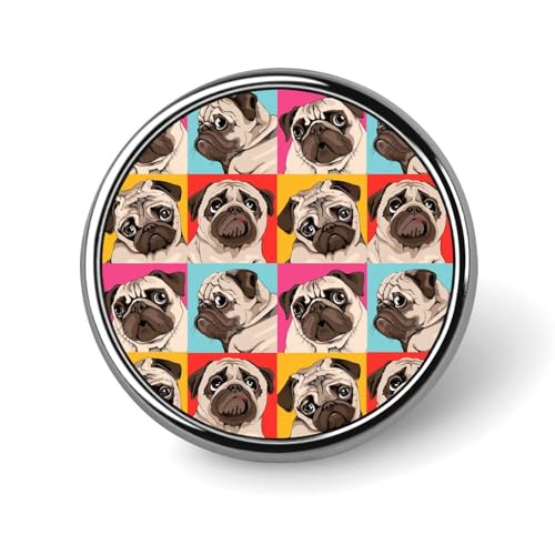 バッジ 円形 徽章 カラフル パグ 犬柄 缶バッジ 胸章 ピンバッチ ボタンブローチ 25mm おしゃれ ネクタイピン コレクション バッグ飾 帽子 胸飾り かばん掛け 工芸品 取付簡単 男女兼用 プレゼント