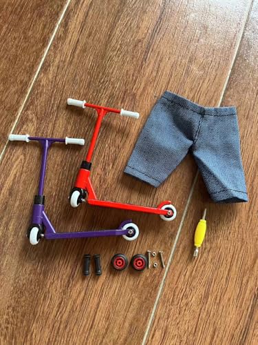 Image of LEEFAI Metal Finger Scooter- Alloy Pro Finger Stunt Scooter-(Red+Purple) | Alloy, Pro, Stunt, Solid Metal