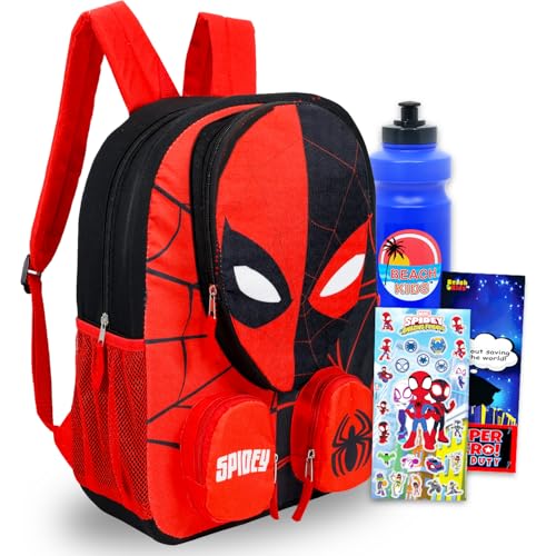 Spider-Man Backpack for School Bundle w/ 16 Deluxe Bookbag for Boys