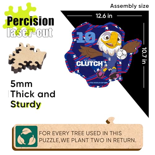 Image of FIFA World Cup 2026 Wooden Puzzles for Kids & Adults,USA Mascot clutch150 Pieces, Unique Shape Jigsaw Puzzle, 5MM Thick, Officially Licensed Product