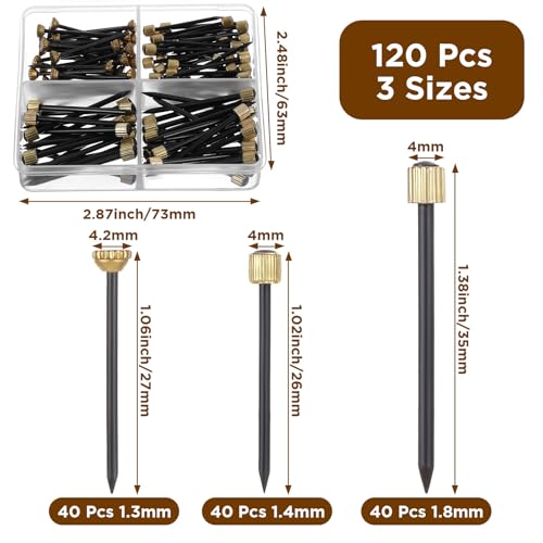 Image of 120 Pcs Picture Hanging Nails, 3 Sizes Decorative Nails for Hanging Pictures, Steel Nail Brass Head Wall Pictures Frame Hooks Nail Hardware for Picture Hanger, Wall Decor (Black, 1.3 /1.4 /1.8 mm)