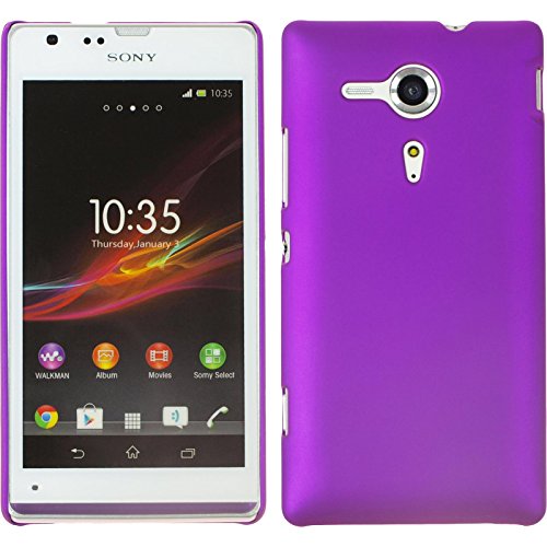 PhoneNatic Coque Rigide Compatible avec Sony Xperia SP - gommée Pourpre - Cover Cubierta + Films de Protection