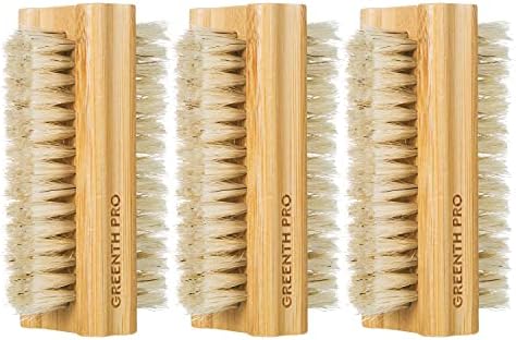 GREENTH PRO Bamboo Boar Bristle Nail Brush-3PCS Wooden Nail Scrub Brush for Toes and Nails,Cleaning Nail Brush