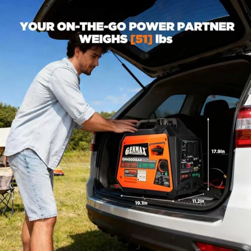 Image of GENMAX 4500W Peak Dual-Fuel Silent Inverter Generator （2026 Model） - Ultra-Lightweight with CO Detector, EPA Compliant, Ideal for Home Backup & Outdoor Camping (GM4500iSAD)