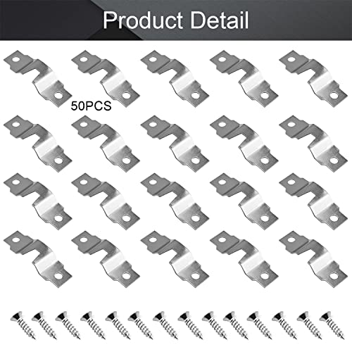 Image of MroMax 50PCS Keyhole Hanging Plate 1.97 inch x 0.59 inch Single Hole Hook Metal Keyhole Hangers Keyhole Hanging Fasteners for Mirror Picture Frames Silver
