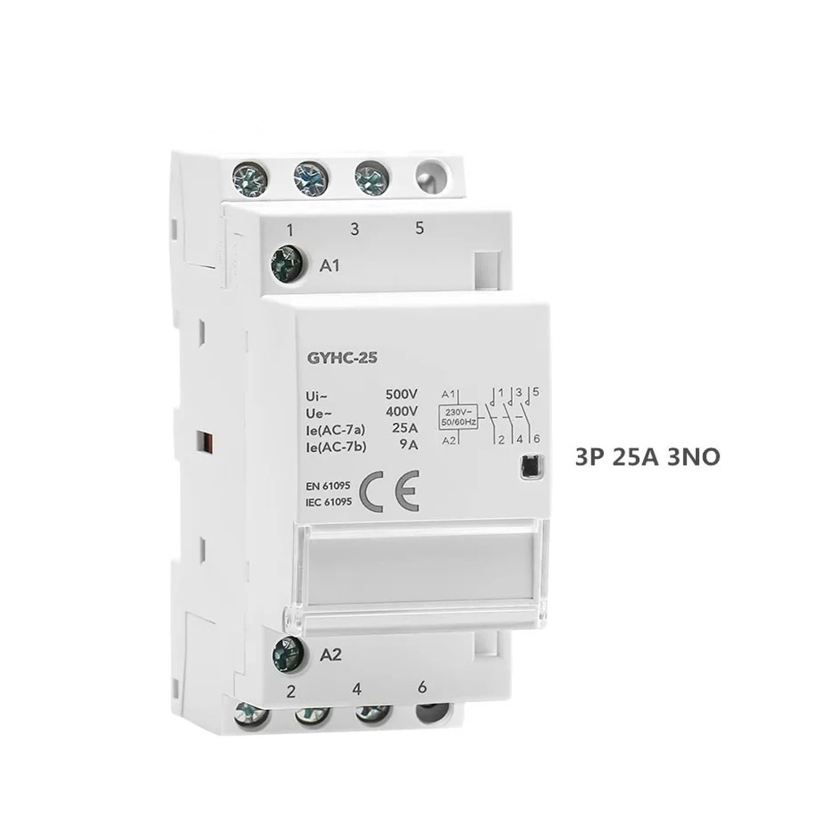 Contactor doméstico modular de carril DIN AC230V 4P 25A 4NO 2NO 2NC 3NO 1NC 50/60Hz(4P 25A 2NO2NC)