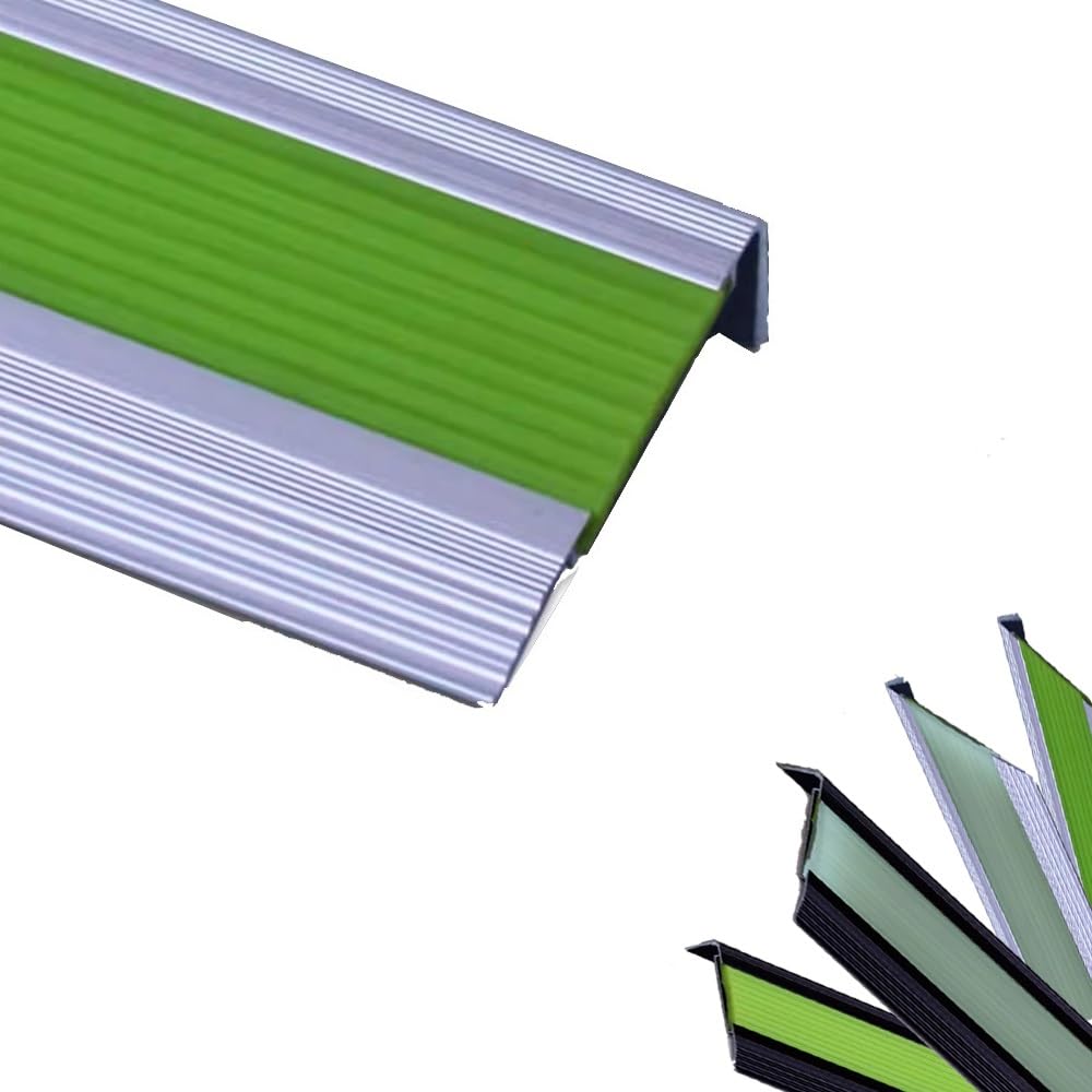 Lshtshf-Ou Silver 1 Stair Anti-Slip Nosing Stairs Nose Molding With Glow Strip L-Shaped Edge Protector In The Dark(,120Cm L)