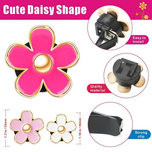 Image of Pink Flower Car Air Fresheners Vent Clips for Women Gifts for Mom Girls | 6PCS Pink /White /Rose Car Scent Clips Girly Daisy Aesthetic Christmas Decorations Interior Accessories for Cars Perfume Decor