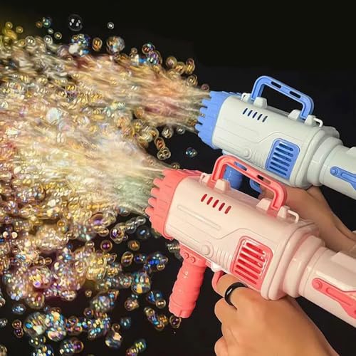 Image of VGRASSP 32 Holes Bubble Maker Gatling Bubble Gun Machine Toy for Kids with Bubble Solution Indoor and Outdoor Toddlers Bubble Launcher Machine for Girls and Boys - Multicolor (Color As Per Stock)