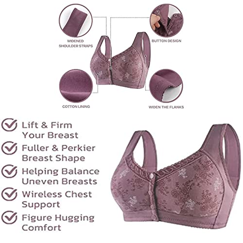 Kontal Glamorette - Cotton Front Closure Bra, Bra Snap Front, Womens Bras Front Closure For Women No Underwire (3Pcs,36/80) #TOP5