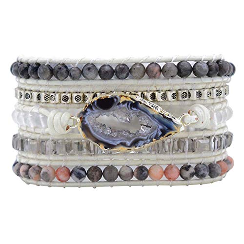 Image of Boho Wrap Bracelet for Women, Handmade Natural Imperial Jasper Multi-Layer Stone Beaded Bracelet, Bohemian Healing Crystal Stone Jewelry Gifts