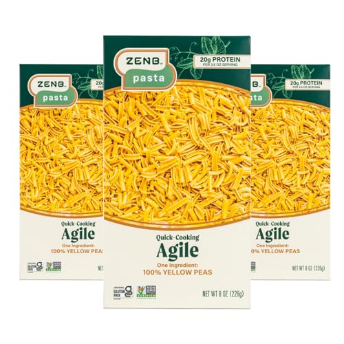 ZENB Plant Based Pasta Agile, Quick Cooking Pasta, Ready To Eat In 3 Minutes, Made From 100% Yellow Peas, Gluten Free, Vegan, (Pack of 3)