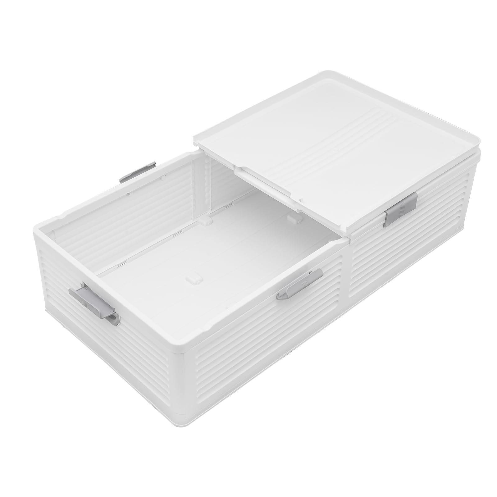 Unterbettkommode mit Rollen Design Stapelbox LagerbehäLter Kunststoffbox Betten Box Unterbett Aufbewahrungsbox mit Deckel Flach Weiß