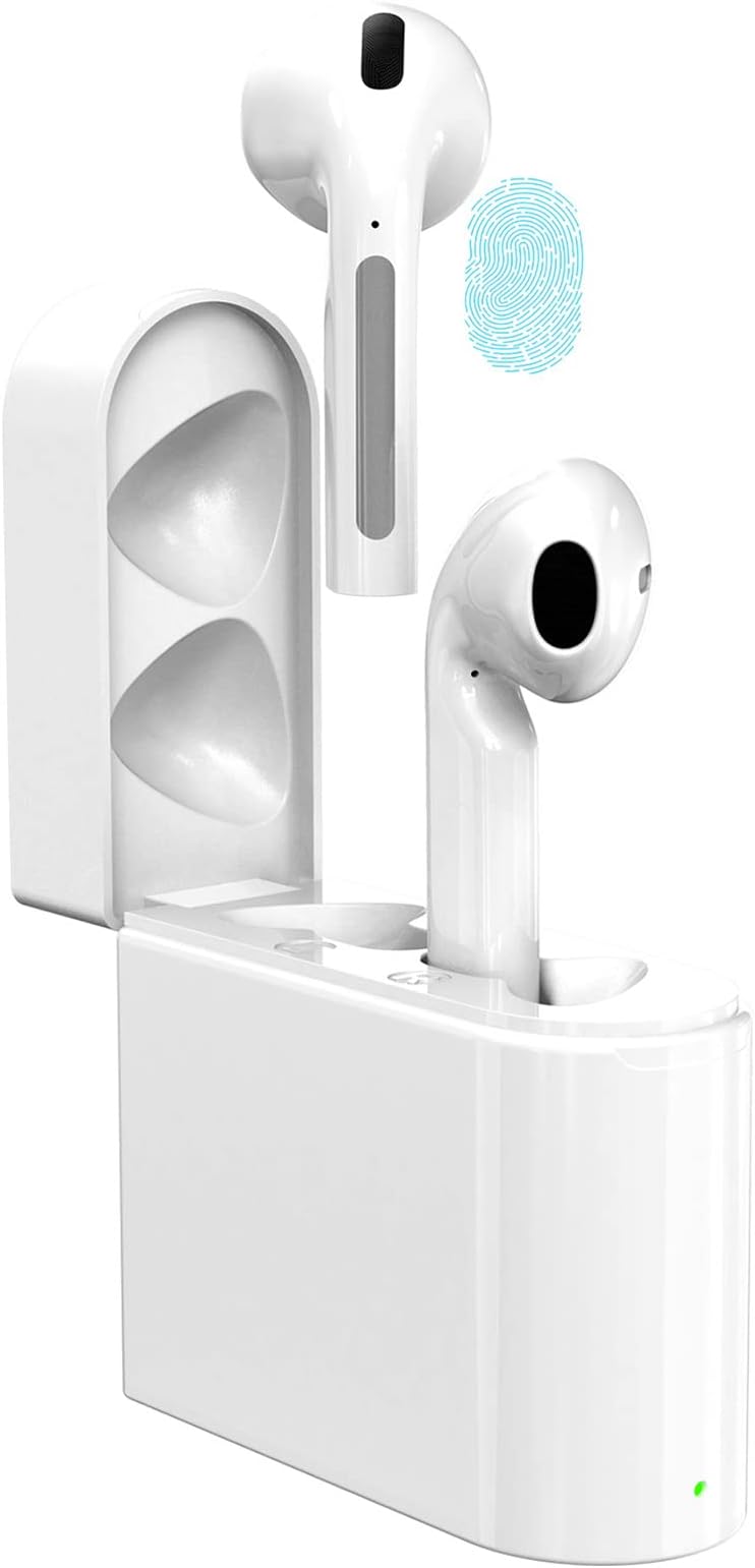 True Wireless Earbuds, Utotrip IPX5 Waterproof Bluetooth 5.0 Wireless Headphones with Mic, Type C Fast Charging Case 30H Playtime in-Ear Hi-Fi Stereo Sound TWS Earphones for Sport Work Running (White)