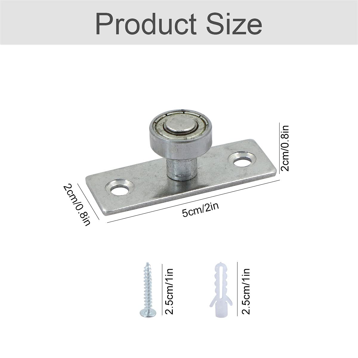 fuxunamz Sliding Door Guide, 2 Pieces Metallic Floor Roller with Ball Bearing, Silver, for Door Underside - Image 2