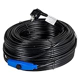 horizont Frostschutz Heizkabel mit Thermostat 48 m, ideal für Wasserleitung oder als Pflanzenheizung, wasserdichte Begleitheizung, Dachrinnenheizung selbstregulierend, Rohrbegleitheizung 230 V