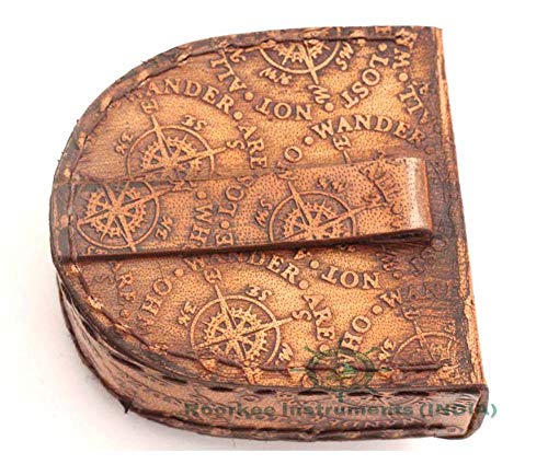 RII Pocket Brass Compass, Nautical Navy Compass for Camping, Travelling, Hiking, Boating, Gifting Compass for Wedding, Birthday, Anniversary, Valentine’s Day for Loved Ones with Imprinted Leather Case - Image 4