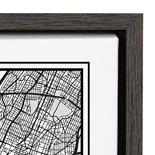 Kate And Laurel Sylvie New York City Modern Map Framed Canvas Wall Art By Jake Goossen, 18X24 Gray, Geographical Map For Wall #TOP4