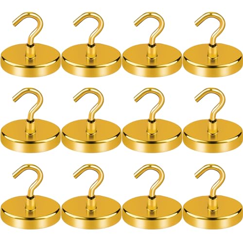 Image of LOVIMAG Magnetic Hooks, Cruise Essentials 2026, 12 Pack-170LBS | Heavy Duty Strong Magnet Hook for Cruise Cabin, Refrigerator Fridge, Ship, Classroom, Kitchen Grills, Yellow