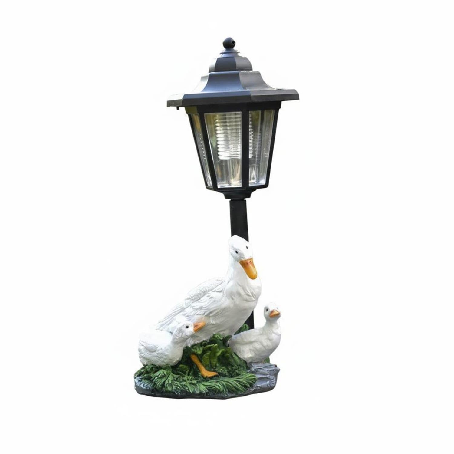 Resin Sculpture Garden Duck Statue Planter Weather Resistant Duck Family Solar Light Decorative Charm for Patio, Yard, Pathway, Duck Family-image-40