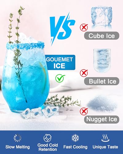 Image of Commercial Gourmet Ice Maker, 120Lbs /24H Spray Ice Machine | Self-Cleaning & Adjustable Ice Thickness, Stainless Steel Freestanding Under Counter for Crystal Clear Nugget Ice Making