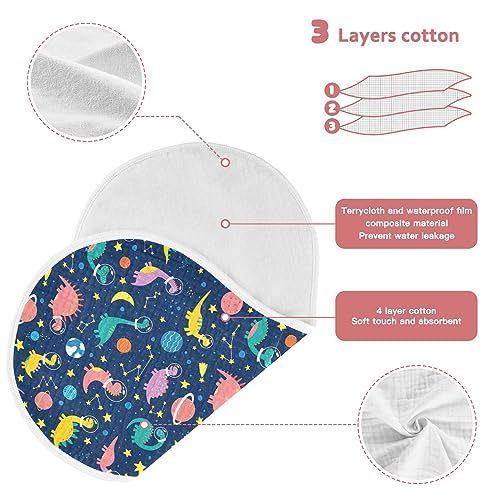 Image of Muslin Baby Burp Cloths, Cartoon Dinosaurs with Moon Muslin Baby Rags Comfy Soft Absorbent in for Newborn Boys and Girls 1 Piece 22 x 11 Inch