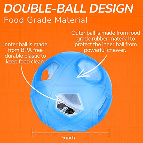 LumoLeaf Hunde-Leckerli-Ball, 13 cm Interaktives Intelligenzspielzeug für kleine & mittelgroße Hunde, Einstellbarer Schwierigkeitsgrad, Futterspender & Anti-Schling-Funktion, Blau