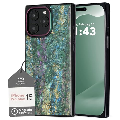 Image of COCOMII Rectangle for iPhone 15 Pro Max Case, Aurora Abalone Shell