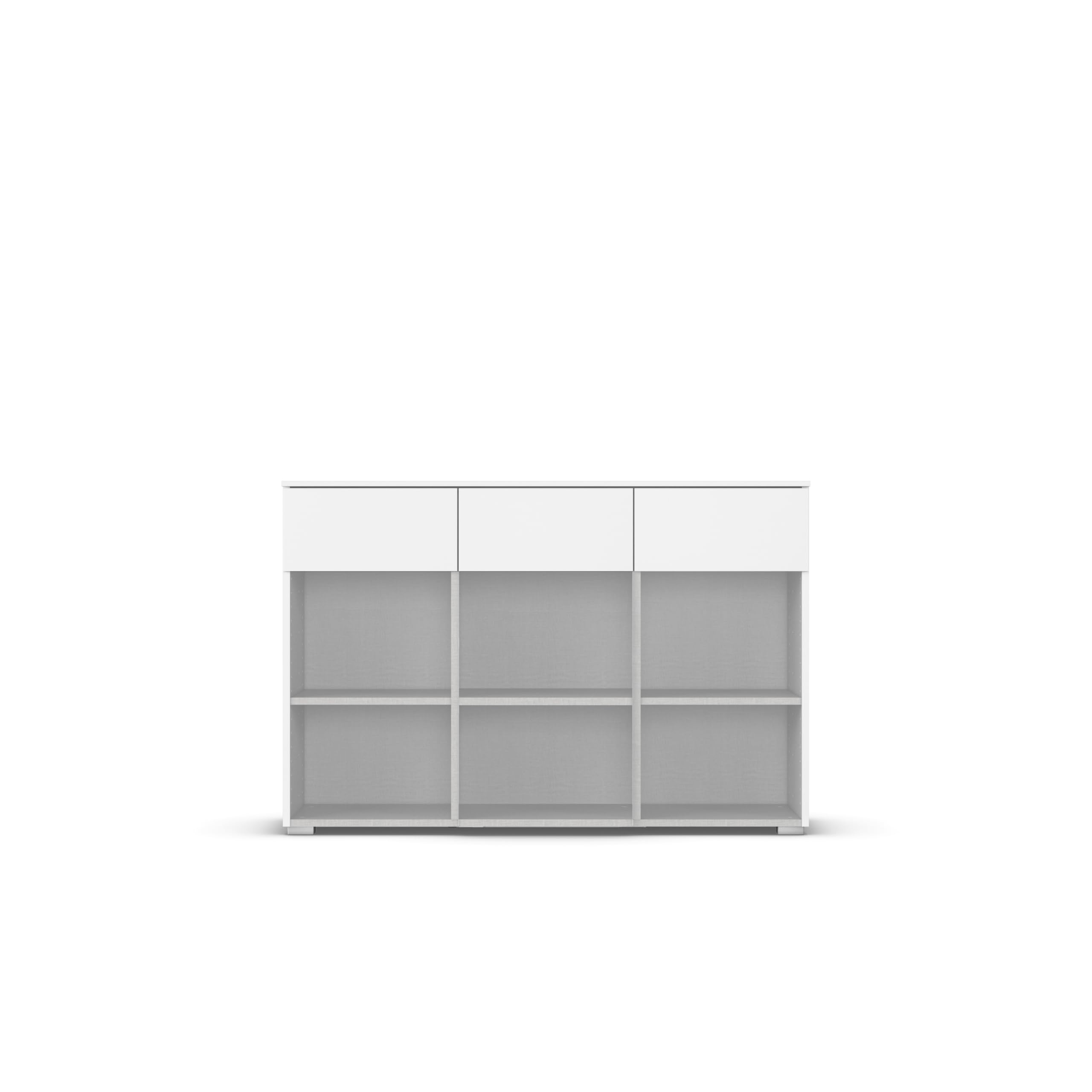 Rauch Möbel Alabama, Kommode für Schlafzimmer, Kinderzimmer, Garderobe, Flur, 3-türig, mit 3 Schubladen, Soft-Close-Funktion, Farbe Grau metallic, Schwarz, Maße 120x81x42cm | Sideboard 3-türig, 3 Schubladen, Soft-Close-Funktion, Griff Grau metallic, für S