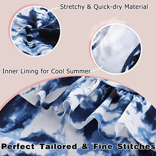 Girls Two Piece Tankini Swimsuits Tie Dye Bathing Suit for Kids One Shoulder Swimwear 3-16 Years4