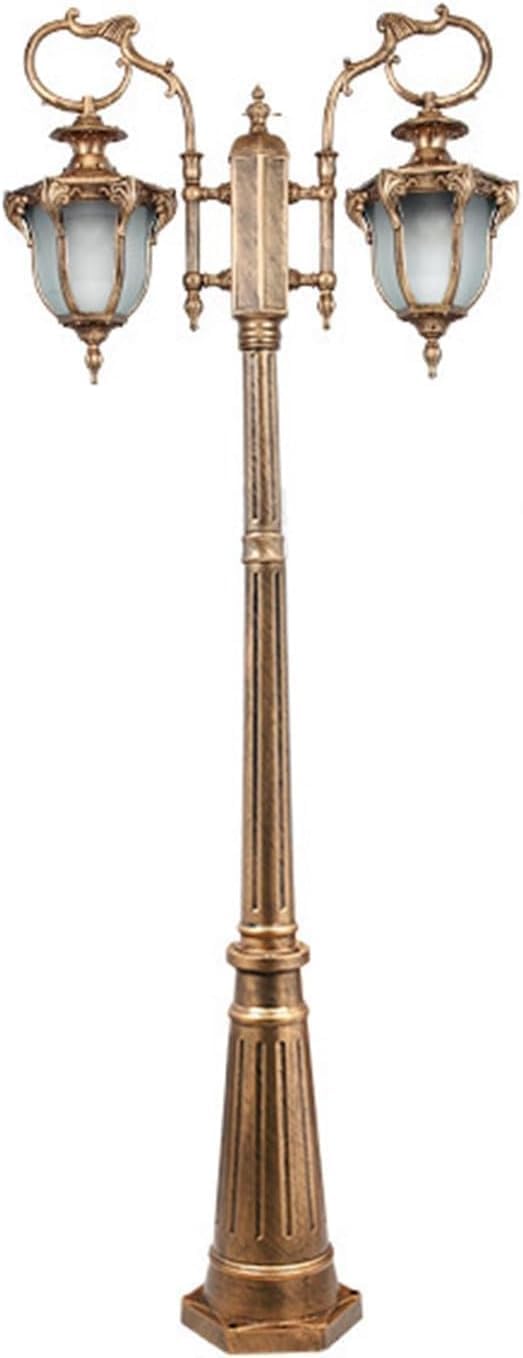 QUSYZD Outdoor Post Lights, 2-Head Waterproof Aluminum Post Lamp, Traditional Courtyard Lantern with Glass Shade, E27 Base, for Garden, Pathway, Patio, Park, and Yard Lighting,