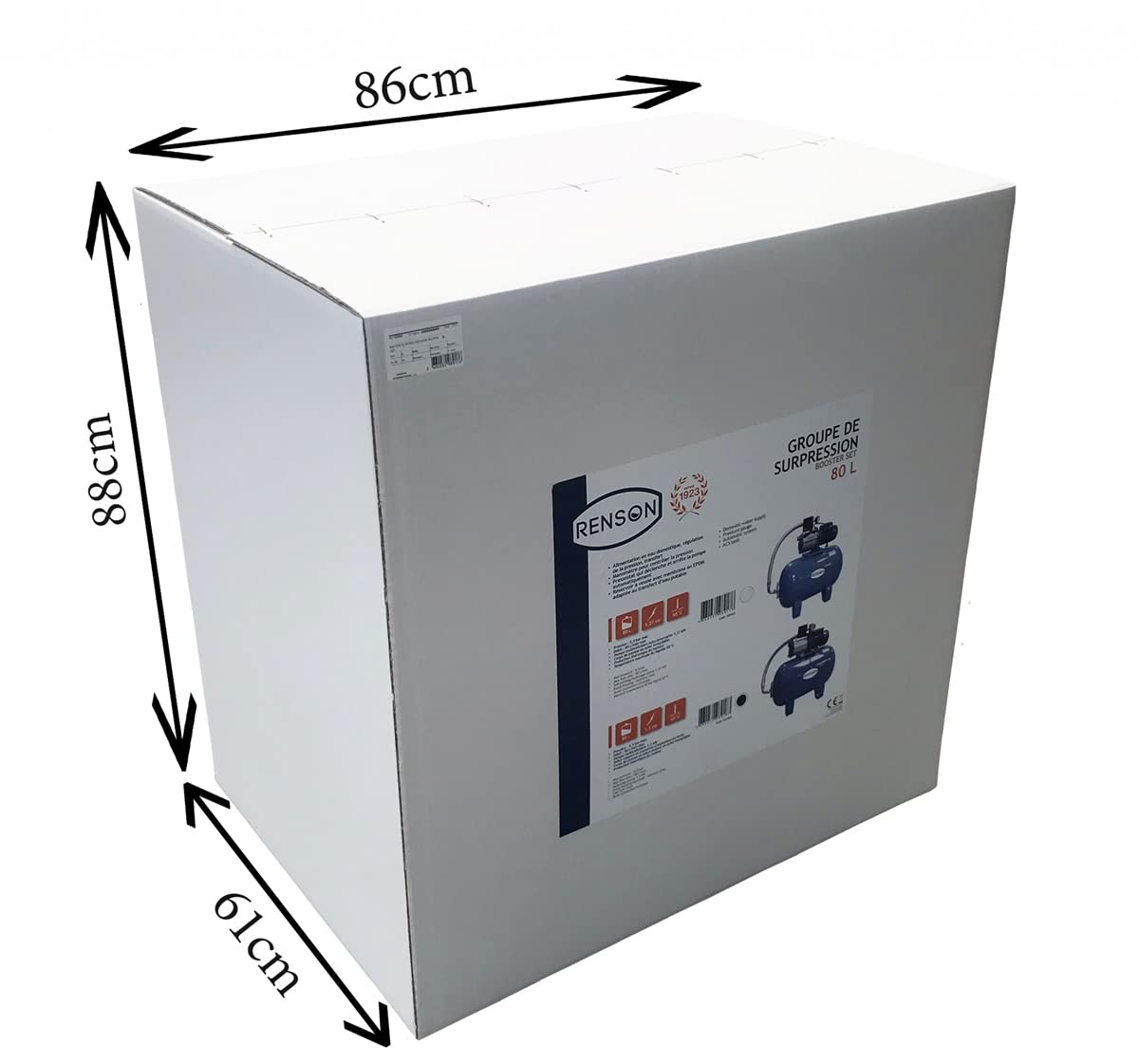 GROUPE DE SURPRESSION 80L POMPE 1,1KW 230V RENSON
