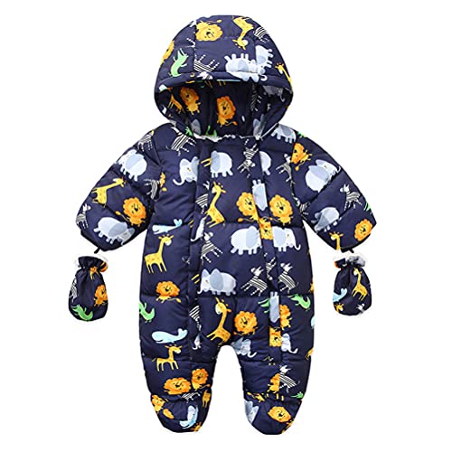 Feidoog Winter Hooded Snowsuit Romper with Gloves,Baby Girls Boys Warm Winter Light Romper Snowsuit Zipper One-Piece Suit,Dark Blue Lion,18-24M Feidoog Winter Hooded Snowsuit Romper with Gloves,Baby Girls Boys Warm Winter Light Romper Snowsuit Zipper One-Piece Suit,Dark Blue Lion,18-24M