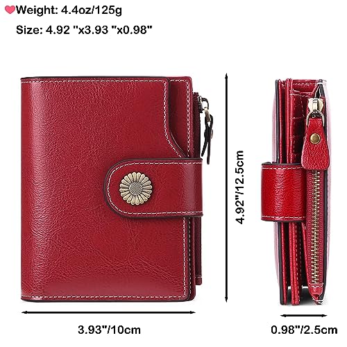 Personalized Customized Small Wallet,Engraved Name Leather Wallets Bifold Card Holder RFID Blocking with Zipper Coin Pocket Purse For Women (Wax-Red)4