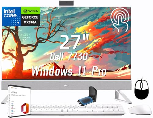 Dell Inspiron 7730 オールインワンデスクトップPC、27インチタッチスクリーン、Core 7-150U、64GB RAM、1TB SSD、NVIDIA GeForce MX570A、Office Pro生涯ライセンス、Win 11 Pro