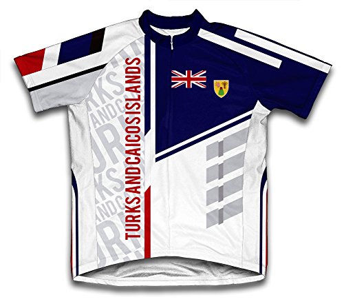 ScudoPro Turks and Caicos Islands Short Sleeve Cycling Jersey for Men - Size XL White