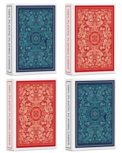 Timenued Playing Cards 4 Pack,Plastic Waterproof...