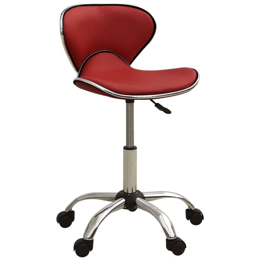 vidaXL Friseur Rollhocker Höhenverstellbar Drehbar Arbeitshocker Friseurhocker Drehhocker Praxishocker Kosmetikhocker Weinrot Kunstleder